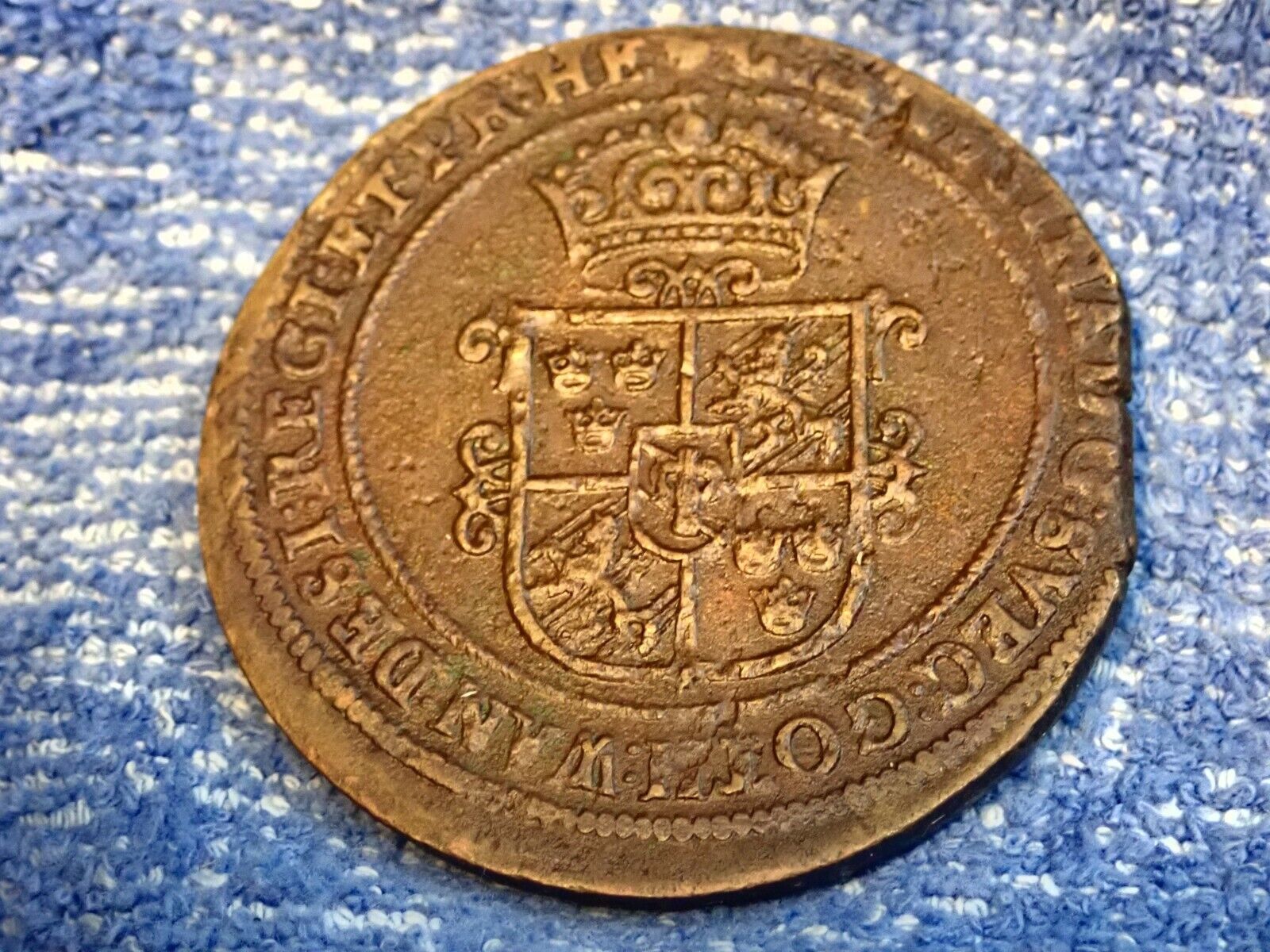 Sweden: Huge Rare Copper Ore Coin! Irregular Planchet!  1639 Queen Christina!