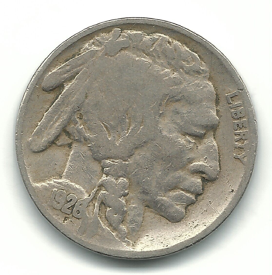 A Very Nice Vintage 1926 P Buffalo Nickel Coin 1/2 Horn-jan067